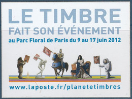 AUTOCOLLANT LE TIMBRE FETE SON EVENEMANT - PARC FLORAL 6/2012 - Expositions Philatéliques