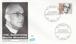 ALLEMAGNE 1992 FDC MARTIN NIEMÖLLER - FDC: Covers