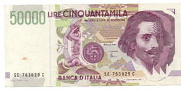 REPUBBLICA ITALIANA 50000 LIRE  BERNINI -  2° Tipo Con Macchia - 50.000 Lire