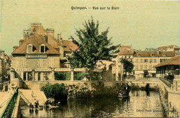 Quimper * Vue Sur Le Steïr * Lavoir * Commerce Magasin J. GRENADEC * Cpa Toilée Colorisée - Quimper