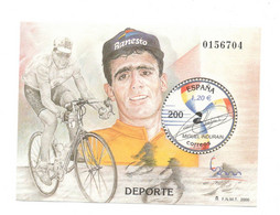 Hojita Sello DEPORTE Ciclismo Indurain (facial 1,20 €) - Hojas Conmemorativas