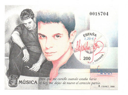 Hojita Sello MUSICA Alejandro Sanz (facial 1,20 €) - Hojas Conmemorativas