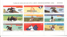 Hojita Sellos CABALLOS Juegos Ecuestres Jerez De La Frontera (facial 3,80 €) - Feuillets Souvenir