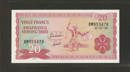 Burundi, 20 Francs, 1977-2007 Issue - Burundi