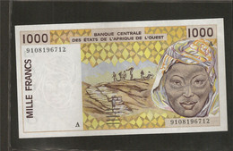 Afrique De L'Ouest (Etats D', 1,000 Francs, A For Cote D'Ivoire - États D'Afrique De L'Ouest