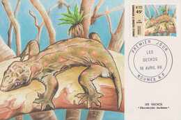 Carte  Maximum  1er  Jour   NOUVELLE CALEDONIE   Les  Geckos   1986 - Tarjetas – Máxima