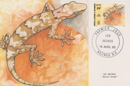 Carte  Maximum  1er  Jour   NOUVELLE CALEDONIE   Les  Geckos   1986 - Maximum Cards