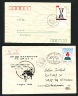 CHINA PRC -  Five (5)  SPECIAL COMM TABLE-TENNIS COVERS And A Folder With Stamp.  Some Sent By Post., - Colecciones & Series