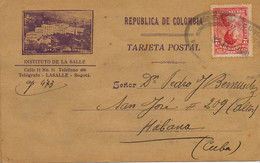 Bogota Instituto De La Salle  Baranquilla 1927 To Habana Cuba - Colombie
