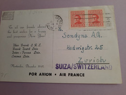 Carte Publicitaire Envoyée D'Argentine Vers La Suisse Via Air France - Luchtpost