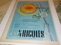 ANCIENNE PUBLICITE DOUBLE FRAICHEUR DE RICQLES  1961 - Posters