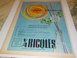 ANCIENNE PUBLICITE DOUBLE FRAICHEUR DE RICQLES  1961 - Manifesti