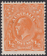 Australia 1931-36 MH Sc #113 1/2p George V Orange Variety Surface Marks - Mint Stamps