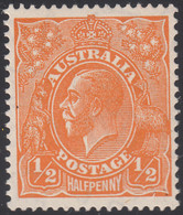 Australia 1931-36 MH Sc #113 1/2p George V Orange Variety - Mint Stamps