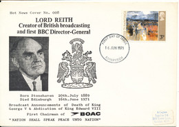 Great Britain FDC 16-6-1971 With Special Cachet Lord Reith Creator Of British Broadcasting And First BBC Director-Genera - 1971-80 Ediciones Decimal