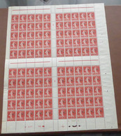France - 1906-07 - Franchise N°Yv. 5 - Semeuse 10c Rouge - Feuille Complète - Neuf Luxe ** / MNH / Postfrisch - Full Sheets
