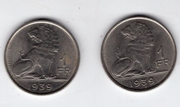 LEOPOLD III - Un Franc 1939 Fr Et Fl (Morin 458 Et 459) - 1 Franc