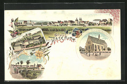 Lithographie Hassfurt, Totalansicht, Wildbad, Allee Mit Spaziergängern, Ritter-Kapelle - Hassfurt