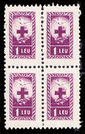 ROUMANIE / ROMANIA - SOCIETATEA NATIONALA De CRUCEA ROSIE / CROIX ROUGE / RED CROSS - 1952  - 4 X 1 LEU - MNH (ah129) - Fiscale Zegels