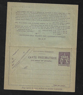 France Carte Lettre Pneumatique 1F50 Violet CLPP N° YT 2603 Neuf  B/TB Voir Scans  - Pneumatische Post