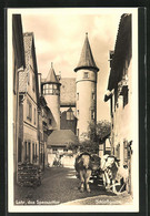 AK Lohr, Strasse Schlossgasse Mit Ochsenkarren - Lohr