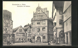 AK Gemünden A. Main, Marktplatz Mit Geschäften Und Rathaus - Gemuenden