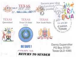 (OO 24) City Of Texas (QLD / NSW) Share It's Name With Same In USA TEXAS State (pensionner Stamp) RTS - Lettres & Documents