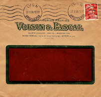 1950- Enveloppe VOISIN & PASCAL De Lyon ( Rhone ) Affr. 15 F Gandon Perforé V P - Sonstige & Ohne Zuordnung