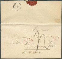 LAC De PUERS le 10 Juin 1839 Vers Laerne, Via Càd De MALINES et Griffe Enc. Rouge SR. Au Verso, Type 18 De WETTEREN 11-V - 1830-1849 (Belgique Indépendante)