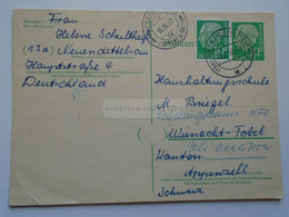 D178926   Deutschland      Uprated Stationery - 1957  Ansbach (Mittelfr)  - To Wienach-Tobel - Redirected - Andere & Zonder Classificatie