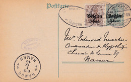 Carte Entier Postal + Timbre Oc 1 Marche à Namur Cachet Censure Militaire Marche - Occupazione Tedesca