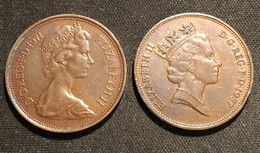 GRANDE BRETAGNE - LOT DE 2 PIECES DIFFRENTES - 2 PENCE 1971 - KM 916 - 2 PENCE 1987 - KM 936 - Elizabeth II - E. 2 Pence