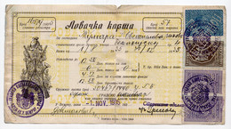 1935 YUGOSLAVIA,SERBIA,ZEMUN,HUNTING LICENCE,4 REVENUE STAMPS - Brieven En Documenten