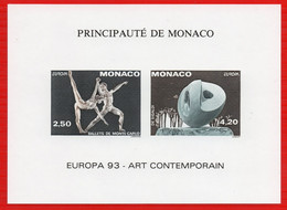 MONACO BLOCS FEUILLETS SPECIAUX N° 20a NON DENTELE ART CONTEMPORAIN  DANSE SCULPTURE 1993 NEUF** LUXE RARE - Variétés