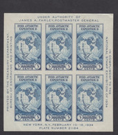 Sc#735, 1934 National Stamp Exhibition Issue,  Souvenir Sheet Of 6 3c Bryd Antarctic Expedition - Souvenirs & Special Cards
