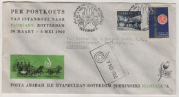 PER POSTKOETS ,VAN ISTANBOEL NAAR FLORIADE ,ROTTERDAM  1960 FDC - Cartas & Documentos