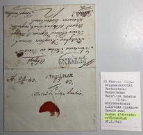V: TISZAUJLAK RRR Pre-Stamp Cover From Kapolna 1843 (UKRAINE VYLOK Österreich Ungarn Vorphilatelie Brief Hungary Russia - ...-1850 Préphilatélie