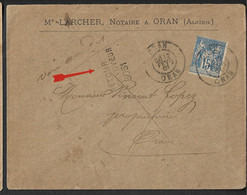 Algérie. 1901, Lettre De Oran Pour Oran Avec Retour à L'envoyeur Numéroté 5051. - Altri & Non Classificati