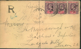 1904, Registered Letter From TARKWA To London - Côte D'Or (...-1957)
