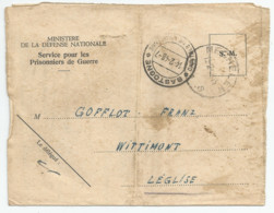 Accusé De Réception Du Service Des Prisonniers De Guerre , Vers Wittimont (Léglise) , 1948 - Franchise