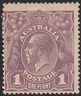 Australia 1914-24 MH Sc #22 1p George V Violet Variety Thin Spot - Neufs