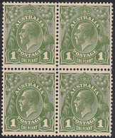 Australia 1931-36 MNH Sc #114 1p George V Green Block Of 4 Variety - Mint Stamps