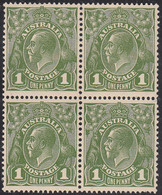 Australia 1931-36 MNH Sc #114 1p George V Green Block Of 4 Variety - Ungebraucht