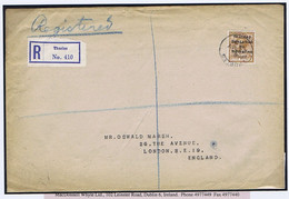 Ireland Tipperary 1922 Registered Cover To London With Single Dollard 5d Tied Cds THURLES 24 MY 22 - Cartas & Documentos