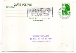 Entier CP  Liberté 1.90F De PARIS 05 Pour CHAMBOURCY-78--flamme Temporaire--- - Cartes Postales Types Et TSC (avant 1995)