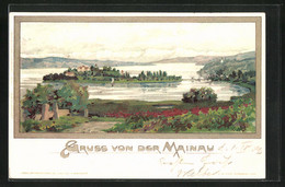 Künstler-AK Karl Mutter: Mainau, Blick Zur Insel, Alpenpanorama - Mutter, K.