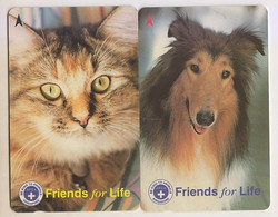 Singapore Old Phonecard Singtel SPCA Dog Cat Used 2 Cards - Chiens