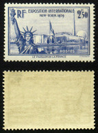 N° 458 2,50F EXPO NEW YORK 1939 Neuf N** TB  Cote 35€ - Non Classificati