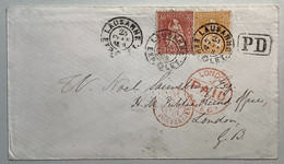 LAUSANNE 1867 Brief>LONDON GB, Tadellose SBK33, 32: 1862 Sitzende Helvetia 30 + 20 Rp. Ex Provera (Schweiz VD Cover - Cartas & Documentos