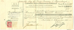 Quittance Des Assurances Générales  à Bruxelles Pour Un Client à Ninove - Steynockerzeel (Steenokkerzeel) 12-11-1900 - Bank & Insurance